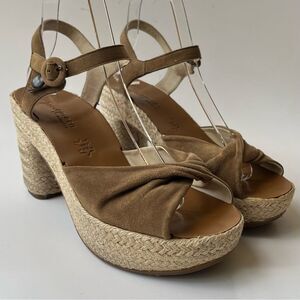 Paul Green Tan Espadrille Platform Sandals
